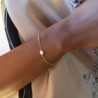 Shining Smiles Boutique 1 Letter & 1 Petite Birthstone Bracelet in 14K Gold