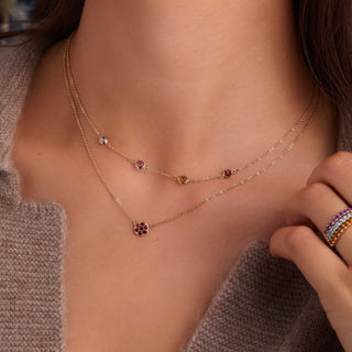Shining Smiles Boutique Petite 4 Birthstone Necklace in 14K Gold
