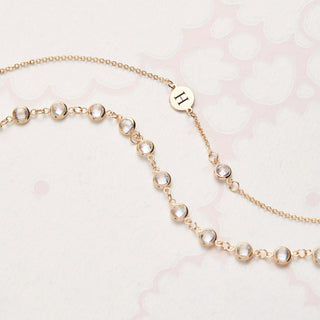 Shining Smiles Boutique 1 Letter & 1 Petite Birthstone Bracelet in 14K Gold