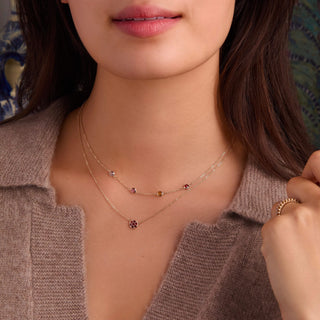 Shining Smiles Boutique Petite 4 Birthstone Necklace in 14K Gold