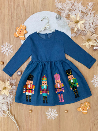 Enchanting Nutcracker Glitter Chambray Dress | Shining Smiles Boutique
