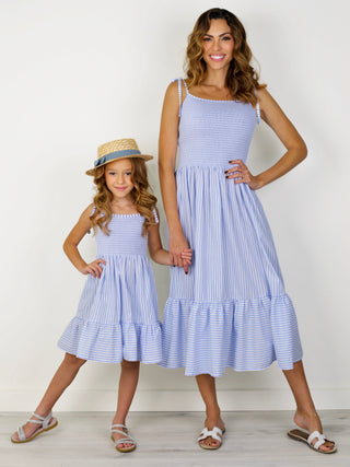 Mommy and Me Ocean Breeze Smocked Midi Dress | Shining Smiles Boutique
