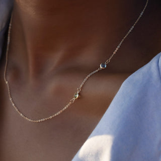 Shining Smiles Boutique Petite 2 Birthstone Necklace in 14K Gold