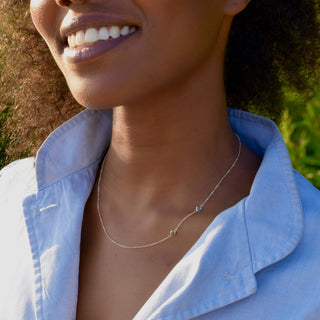 Shining Smiles Boutique Petite 2 Birthstone Necklace in 14K Gold