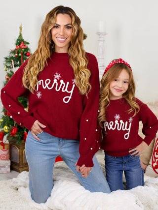 Mommy and Me Snowflake Merry Christmas Sweater | Shining Smiles Boutique