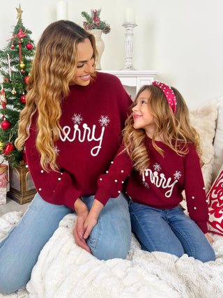 Mommy and Me Snowflake Merry Christmas Sweater | Shining Smiles Boutique