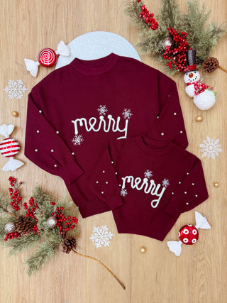 Mommy and Me Snowflake Merry Christmas Sweater | Shining Smiles Boutique