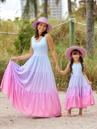 Mommy and Me Pastel Ombre Tiered Maxi Dress | Shining Smiles Boutique