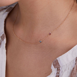 Shining Smiles Boutique Petite 2 Birthstone Necklace in 14K Gold