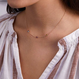 Shining Smiles Boutique Petite 3 Birthstone Necklace in 14K Gold