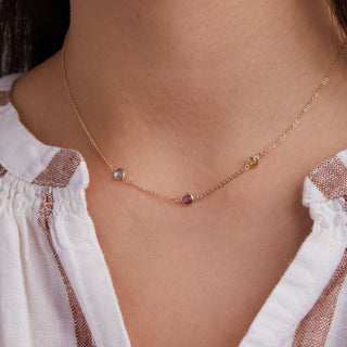 Shining Smiles Boutique Petite 3 Birthstone Necklace in 14K Gold