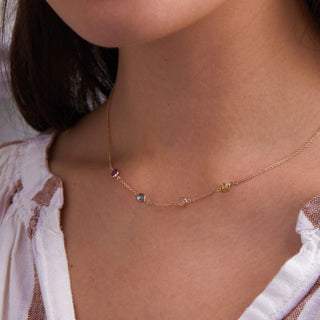 Shining Smiles Boutique Petite 4 Birthstone Necklace in 14K Gold