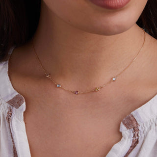 Shining Smiles Boutique Petite 5 Birthstone Necklace in 14K Gold