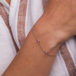 Shining Smiles Boutique Petite 3 Birthstone Bracelet in 14K Gold