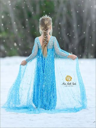 Snow Queen Dazzle Costume Gown with Train | Shining Smiles Boutique