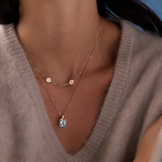 Shining Smiles Boutique 2 Letter & 2 Petite Birthstone Necklace in 14K Gold (Single Spacing)