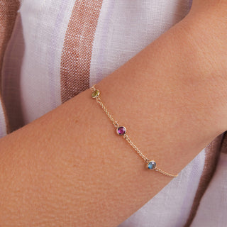Shining Smiles Boutique Petite 3 Birthstone Bracelet in 14K Gold