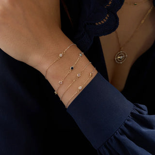 Shining Smiles Boutique Petite 4 Birthstone Bracelet in 14K Gold