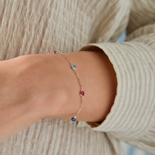 Shining Smiles Boutique Petite 4 Birthstone Bracelet in 14K Gold