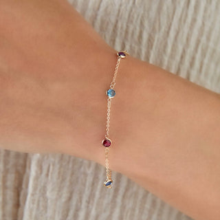 Shining Smiles Boutique Petite 4 Birthstone Bracelet in 14K Gold