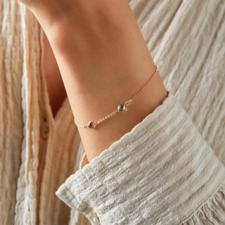 Shining Smiles Boutique Petite 2 Birthstone Bracelet in 14K Gold