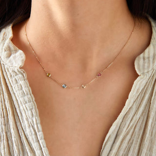 Shining Smiles Boutique Petite 4 Birthstone Necklace in 14K Gold