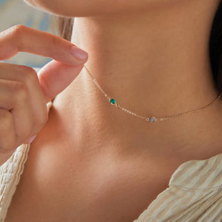 Shining Smiles Boutique Petite 2 Birthstone Necklace in 14K Gold
