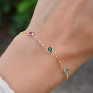 Shining Smiles Boutique Petite 3 Birthstone Bracelet in 14K Gold