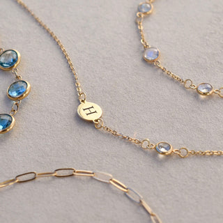 Shining Smiles Boutique 1 Letter & 1 Petite Birthstone Bracelet in 14K Gold
