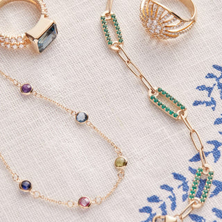 Shining Smiles Boutique Petite 5 Birthstone Necklace in 14K Gold