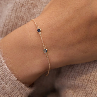 Shining Smiles Boutique Petite 2 Birthstone Bracelet in 14K Gold