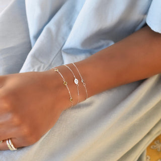 Shining Smiles Boutique Petite 3 Birthstone Bracelet in 14K Gold
